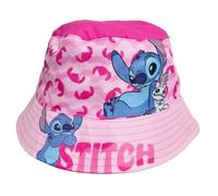 Disney Stitch Mädchen Sommerhut (52-54 cm) - Offizieller Lilo & Stitch Bucket Hat - 100% Polyester - Rundum-Sonnenschutz in Pink mit tropischem Allover-Print, Farbe: Rosa, Bekleidungsgröße: 54