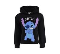 Disney Stitch Mädchen Sweatshirt, Klassischer Design Pullover Weiches Textil Sweatshirt, Kapuzenpullover für Mädchen, Größen 6 bis 12 Jahre (DE/NL/SE/PL, Alter, 10 Jahre, Regular, Schwarz)