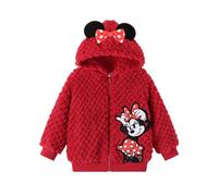 Disney Stitch Minnie Frozen Prinzessinnen-Fleecejacke, Reißverschluss, Sherpa-Kapuzenpullover, warm, Wintermantel, Outwear, 2-13 Jahre, Minnie Mouse, rot, 4-5 Jahre