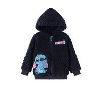 Disney Stitch Minnie Frozen Prinzessinnen-Fleecejacke, Reißverschluss, Sherpa-Kapuzenpullover, warm, Wintermantel, Outwear, 2-13 Jahre, Naht, dunkelblau, 6-7 Jahre