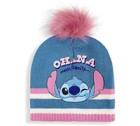 Disney Stitch Mütze für Mädchen, Wintermütze für Mädchen, Maschen Set-Mütze, Bommelmütze, Winter Accessoires für Kinder