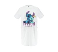 Disney Stitch Nachthemd für Damen, Kurzes Kleid mit Stitch, Sommer Pyjama, Geschenk für Frauen und Jugendliche | Größe M, Weiß