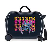 Disney Stitch Naughty Face Down Blauer Kinderkoffer, 50 x 38 x 20 cm, starres ABS, seitlicher Kombinationsverschluss, 34 l, 1,8 kg, 4 Doppelrollen, Handgepäck