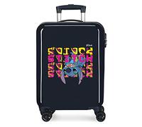 Disney Stitch Naughty Face Down Blauer Kabinenkoffer, 38 x 55 x 20 cm, starres ABS, seitliches Zahlenschloss, 34 l, 2 kg, 4 Doppelrollen, Handgepäck