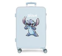 Joumma Disney Stitch Naughty Koffer, mittelgroß, blau, 46 x 65 x 23 cm, starr, 2,62 kg, ABS seitlicher Kombinationsverschluss, 2,62 kg, 56 Fach verstellbar, blau, Talla única, Mittelgroßer Koffer