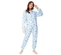 Disney Stitch Onesie Damen Kuschelig, Stitch Pyjama Onesie Erwachsene mit Kapuze S bis XL - Lilo und Stitch Geschenke (Blau Stitch, L)
