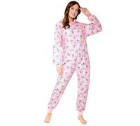 Disney Stitch Onesie Damen und Teenager, Pyjama Einteiler mit Kapuze, Overall Jumpsuit Langarm S-XL, Geschenke Damen (Rosa Stitch, M)