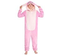 Disney Stitch Onesie Mädchen, Kuschelige Warm Einteiler Schlafanzug Kinder, Baby Yoda Geschenke für Mädchen Weihnachten (Rosa Angel, 11-12 Jahre)