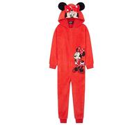 Disney Stitch Onesie Mädchen, Kuschelige Warm Einteiler Schlafanzug Kinder, Baby Yoda Geschenke für Mädchen Weihnachten (Rot Minnie, 9-10 Jahre)