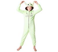 Disney Stitch Onesie Mädchen, Kuschelige Warm Einteiler Schlafanzug Kinder, Baby Yoda Geschenke für Mädchen Weihnachten (Grün Baby Yoda, 7-8 Jahre)