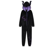 Disney Stitch Onesie Mädchen, Kuschelige Warm Einteiler Schlafanzug Kinder, Baby Yoda Geschenke für Mädchen Weihnachten (Schwarz Maleficent, 13-14 Jahre)
