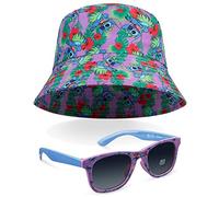 Disney Stitch Outdoor Hut mit Passender Sonnenbrille Kinder Größe, Anti-UV Shades + Sonnenhut Kinder, Langlebig Kinder Sonnenhut mit Innenschweißband, für 5-12 Jahre (Lila/Mehrfarbig)
