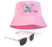 Disney Stitch Outdoor Hut mit Passender Sonnenbrille Kinder Größe, Anti-UV Shades + Sonnenhut Kinder, Langlebig Kinder Sonnenhut mit Innenschweißband, für 5-12 Jahre (Rosa)