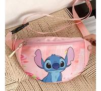 Disney Stitch Premium Hüfttasche - Glänzende rosa Gürteltasche mit verstellbarem Gurt, geeignet für Reisen, Wandern und den täglichen Weg - Modisches