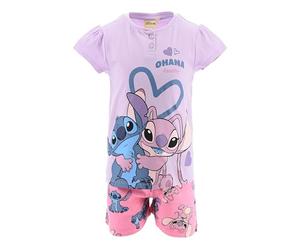 Disney Stitch Pyjama für Mädchen, 2 Teiliges Set kurz T-Shirt und Shorts, Größen 3 bis 8 Jahre Sommer Pjs Schlafanzug Freizeitanzug 100% Baumwolle (DE/NL/SE/PL, Numerisch, 98, Regular, Lila)