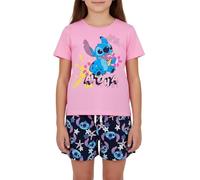 Disney Stitch Pyjama für Mädchen, 2 Teiliges Set mit 'Aloha' Design T-Shirt und Shorts, Größe 10 Jahre | Rosa