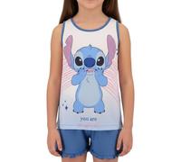 Disney Stitch Pyjama Mädchen, 2-Teiliges Set 'You Are Magical' Stitch Pyjama aus Weicher Baumwolle T-Shirt und Shorts, Größe 10 Jahre | Blau