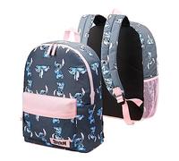 Disney Stitch Rucksack Kinder Mädchen Kinderrucksack Schulrucksack Verstellbar Schule Reisen Sport Geschenke für Mädchen (Marineblau/Rosa)