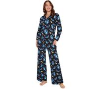Disney Stitch Schlafanzug Damen Lang, Winter Pyjama Hausanzug, Weich & Bequem, Geschenke für Frauen & Teenager (S, Black Stitch)
