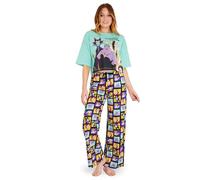 Disney Stitch Schlafanzug Damen, Pyjama Lang mit Crop Top, Schlafanzug für Frauen Teenagers - Geschenke für Sie (Multi Villains, S)