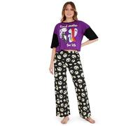 Disney Stitch Schlafanzug Damen, Pyjama Lang mit Crop Top, Schlafanzug für Frauen Teenagers - Geschenke für Sie (Lila/Multi-Buchse, XL)