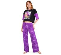 Disney Stitch Schlafanzug Damen, Pyjama Lang mit Crop Top, Schlafanzug für Frauen Teenagers - Geschenke für Sie (Lila/Schwarzer Jack, M)