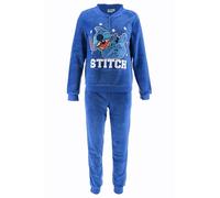 Disney Stitch Schlafanzug für Damen, 2-Teiliger Pyjama aus Weichem Fleece, T-Shirt und Lange Hose, Geschenk für Damen und Jugendliche | Größe L | Blau