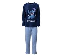 Disney Stitch Schlafanzug für Damen und Mädchen, lang, Winter, aus Fleece, 6953, marineblau, L