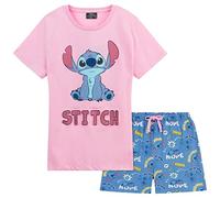 Disney Stitch Schlafanzug Kinder Mädchen Kurz Nachtwäsche Tshirt und Schlafhose Kurz Set für Kinder und Teenager Jungen Mädchen 4-14 Jahre (Rosa/Blau Stitch, 9-10 Jahre)