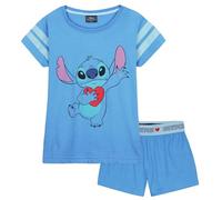 Disney Stitch Schlafanzug Kinder Mädchen Kurz Nachtwäsche Tshirt und Schlafhose Kurz Set für Kinder und Teenager Jungen Mädchen 4-14 Jahre (Blau Stitch, 11-12 Jahre)