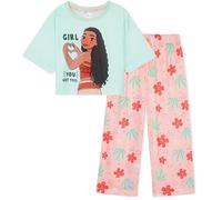 Disney Stitch Schlafanzug Mädchen, bequemer Pyjama für Kinder & Teenager - Geschenke für Mädchen (Blau/Pfirsich Moana, 9-10 Jahre)