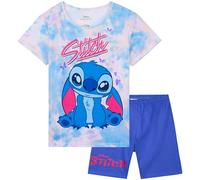 Disney Stitch Schlafanzug Mädchen Kurz Pyjama Set Bequem & Atmungsaktiv Shorts Nachtwäsche für Kinder und Teenager (9-10 Jahren, Blau)