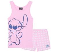 Disney Stitch Schlafanzug Mädchen Kurz, Sommer Pyjama Set Rosa - Stitch Sachen (Rosa, 11-12 Jahre)