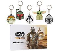 Disney Stitch Schlüsselanhänger-Set | Baby Yoda Auto Schlüsselanhänger aus Metall mit verschiedenen Aufklebern | Geschenk Glücksbringer für den Führerschein (Mehrfarbiges Baby Yoda)