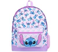 Disney Stitch Schulranzen-Rucksack für Jungen und Mädchen, 2 Fächer, Reiserucksack für Kinder, verstellbare Schultergurte und Netztasche, violett, One size