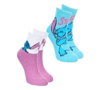 Disney Stitch Socken für Mädchen, 2er-Set Haussocken, Geschenk für Mädchen und Jugendliche, Größen EU 23 bis 34 (DE/NL/SE/PL, Numerisch, 23, 26, Regular, Mehrfarbig)