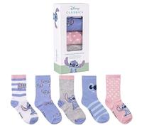 Disney Stitch Socken Strümpfe, Lilo und Stitch Mädchen Kinder 5er Pack in schöner Geschenkverpackung, Größe 27-38, Teenager