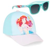 Disney Stitch Sonnenbrille Set mit Baseball Cap Mädchen Verstellbar Sonnenschutz Kappe UV400 Sonnen Brille Geschenke für Kinder (Blau Arielle)