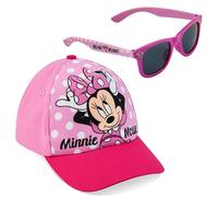 Disney Stitch Sonnenbrille Set mit Baseball Cap Mädchen Verstellbar Sonnenschutz Kappe UV400 Sonnen Brille Geschenke für Kinder (Rosa Minnie)