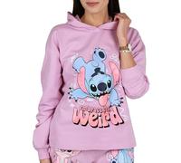 Disney Stitch Sweatshirt mit Kapuze aus Baumwolle für Mädchen, über den Kopf zu ziehen, 100% Baumwolle (DE/NL/SE/PL, Numerisch, 146, 152, Regular, violett)