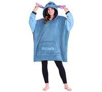 Disney Stitch Übergroße Hoodie Decke Damen - Fleece Oversized Kapuzenpullover mit Ärmeln für Teenager - Einheitsgröße (Blau Stitch)