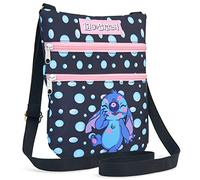 Disney Stitch Umhängetasche Mädchen & Teenager, Handtasche Mädchen mit verstellbarem Riemen, Crossbody Bag für Handy & Geldbörse, offiziell lizenziert - Schwarz