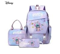 Disney Stitch und Angel 3-teiliges Schulrucksack-Set, bestehend aus Rucksack, Lunchbeutel und Federmäppchen, mit niedlichen Lilo und Stitch Motiven, i