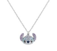 Disney Versilberte Halskette STITCH – Steinbesetzter Anhänger – Einheitsgröße