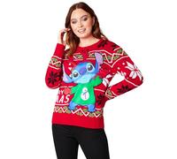 Disney Stitch Weihnachtspullover Damen, Kuscheliger Weihnachtspulli - Geschenke für Frauen und Teenager (Rot Stitch, XL)
