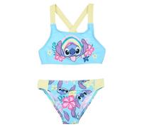 Disney Stitch Zweiteiliger Badeanzug für Mädchen, Bikini mit Tropischem Print für Kinder, Größe 4 Jahre | Blau