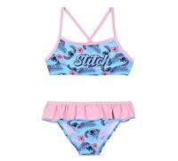Disney Store 2-teiliger Badeanzug mit Stitch für Mädchen, Blau und Rosa, mit gekreuzten Trägern, Bikini mit Rüschen, Rosa, 3 Jahre