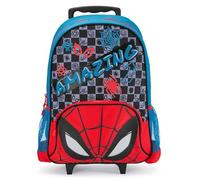 DISNEY STORE Offizieller Spider-Man Rollrucksack - Kinderrucksack mit gestickten Akzenten, verstellbaren Trägern, Reißverschlussfächern und Netztaschen, Bildschirmkunst mit Spiderman