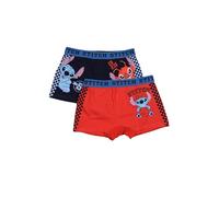 Disney Store Stitch Boxershorts für Kinder und Jungen, Unterwäsche mit Figuren, aus Baumwolle, 2 Stück, rot, 5-6 Jahre
