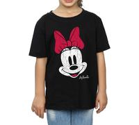 Disney T-Shirt für Mädchen mit Minnie-Maus-Gesicht aus Baumwolle (Schwarz) 5-6A / 110-116cm
